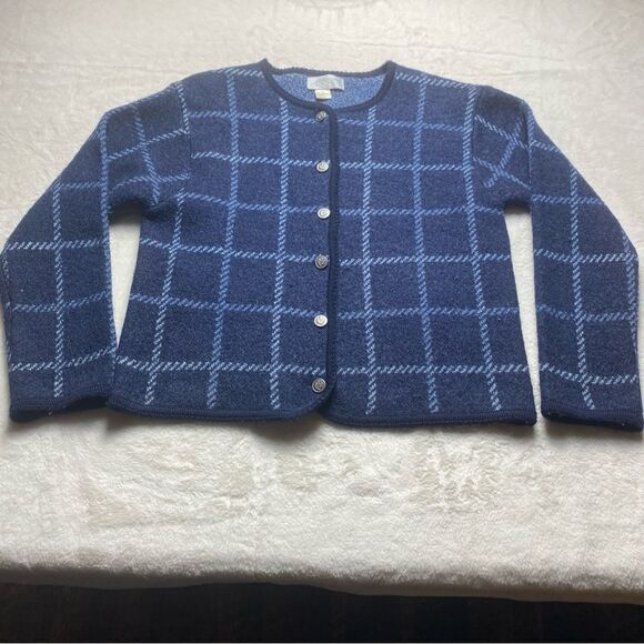 Casual Corner Annex 100% Wool Blue Tone Cardigan/Jacket Size Large - Picture 1 of 9